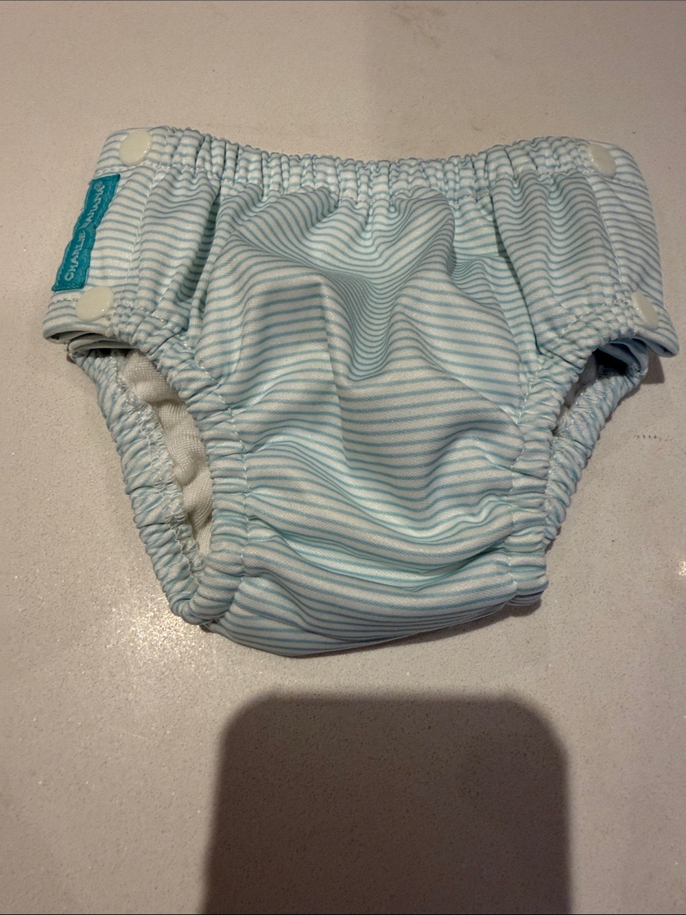 Charlie Banana Light Blue & White Striped Swim Diaper Cover